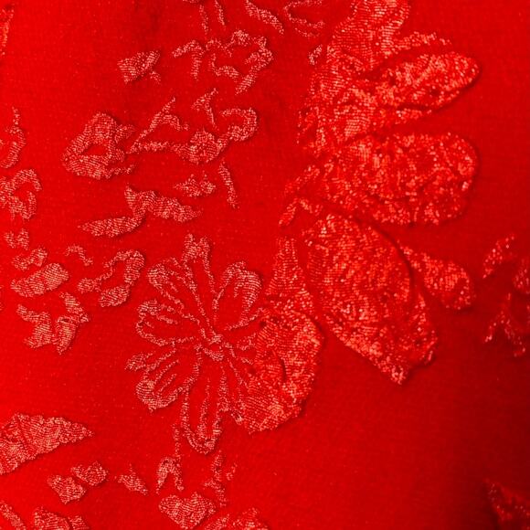 Entro Red Floral Jacquard Strapless Peplum Size Medium Top - Picture 4 of 10